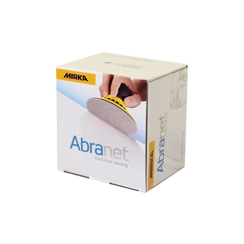 Mirka Roundy Kit Bloc à main avec aspiration & 15 pièces de Mirka Abranet  disques abrasifs en filet Velcro Ø 150mm grain P120 P180 P240 & Abranet