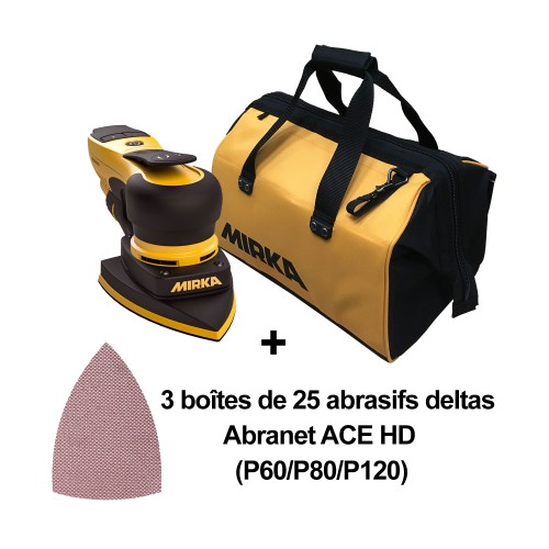 Kit Mirka DEOS DELTA + sac à outils Mirka + 75 abrasifs deltas Abranet ACE HD