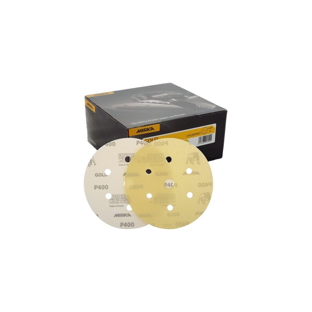 Mirka Gold Papier abrasif universel Ø 150mm Disques abrasifs Velcro 15  trous, grain P60, 10 pces / Pour poncer le plâtre, le mastic, les panneaux  de particules, le bois, la peinture : : Bricolage