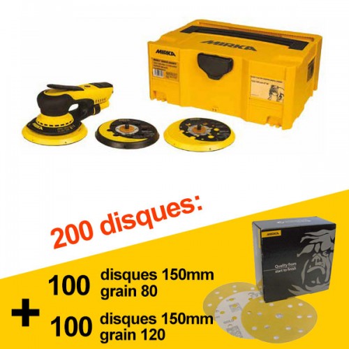 Ponceuse électrique orbitale Mirka DEROS 650CV + 200 disques Gold