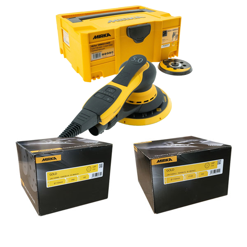 Ponceuse électrique orbitale Mirka DEROS II 650CV + 200 disques Gold