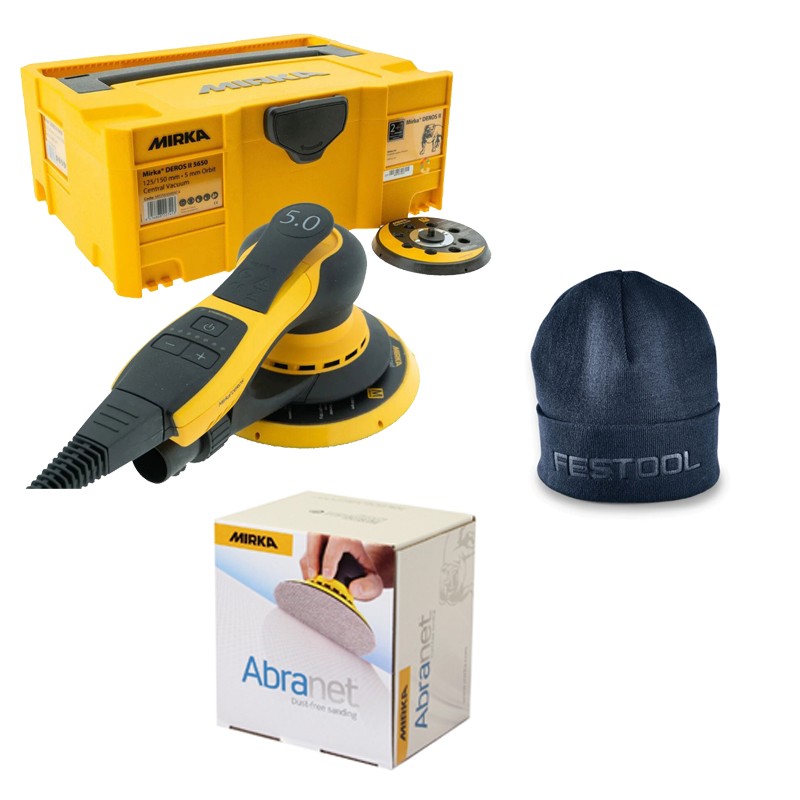 Offre Black Friday DEROS II + 1 boîte Abranet 150mm + Bonnet tricoté Festool