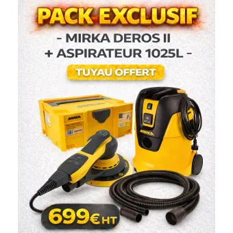 Pack exclusif Mirka DEROS II 5650CV + Aspirateur 1025L + tuyau 4m
