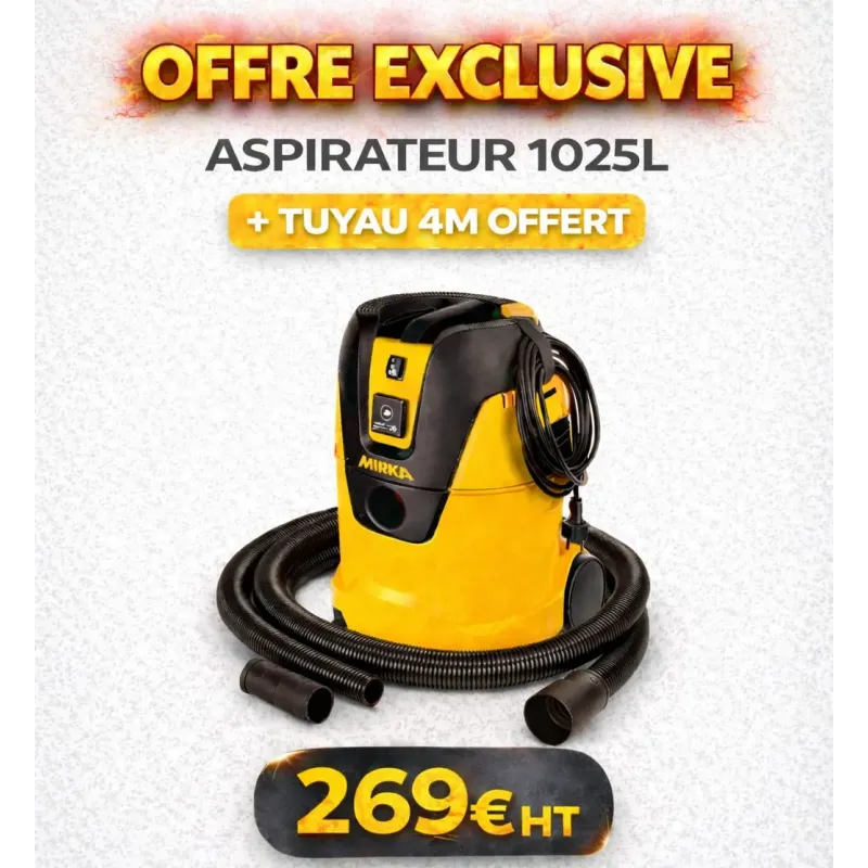 Offre exclusive Aspirateur Mirka 1025L + tuyau 4m offert