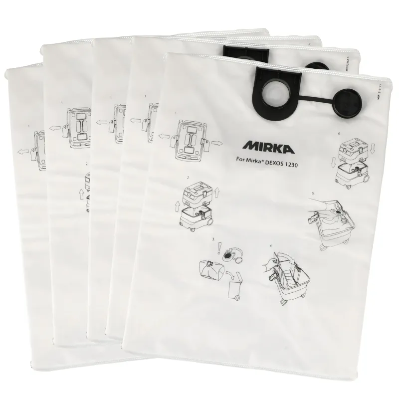 Sacs d'origine en non-tissé pour extracteur de poussière Mirka DEXOS 1230  (référence Mirka MIX1216171)